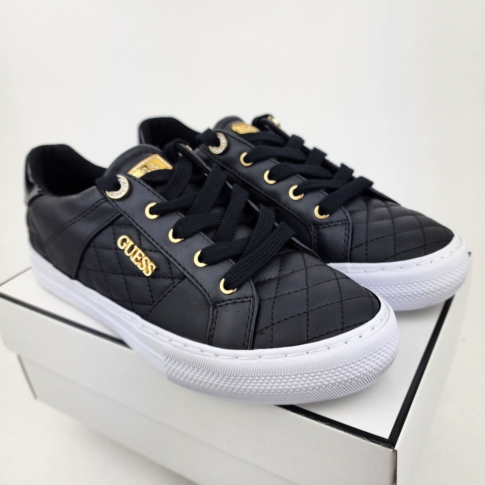 Guess Black and Gold Quilted Sneakers